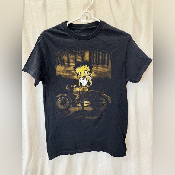 Y2K Unisex Betty Boop Black Biker Graphic Tee-Size Small - Picture 2 of 7